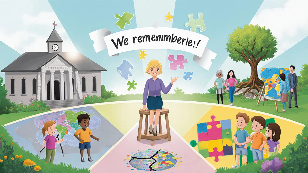 Skupinová terapie ve čtyřech fázích, lidé v kruhu, světlo nad nimi.