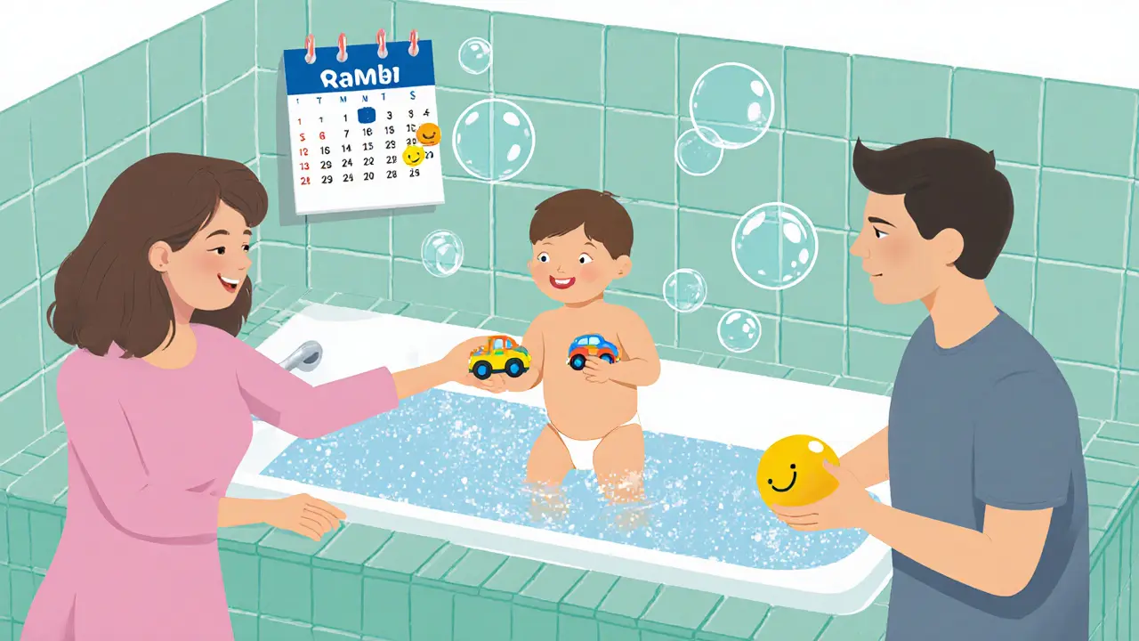 Rodiče zapojují dítě do terapie během domácího hraní s autíčky.