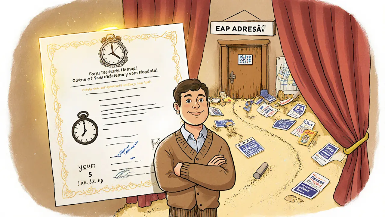 Kvalifikovaný terapeut stojí vedle oficiálních certifikátů a známek evropského standardu.