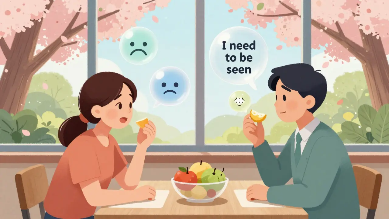 Terapeutická sezení s ovocem, kde emoce přeměňují v potřebu být viděnou.