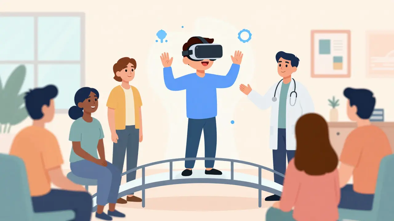 Pacient s terapeutem využívá digitálního avatara pro překonání strachu z léčby.