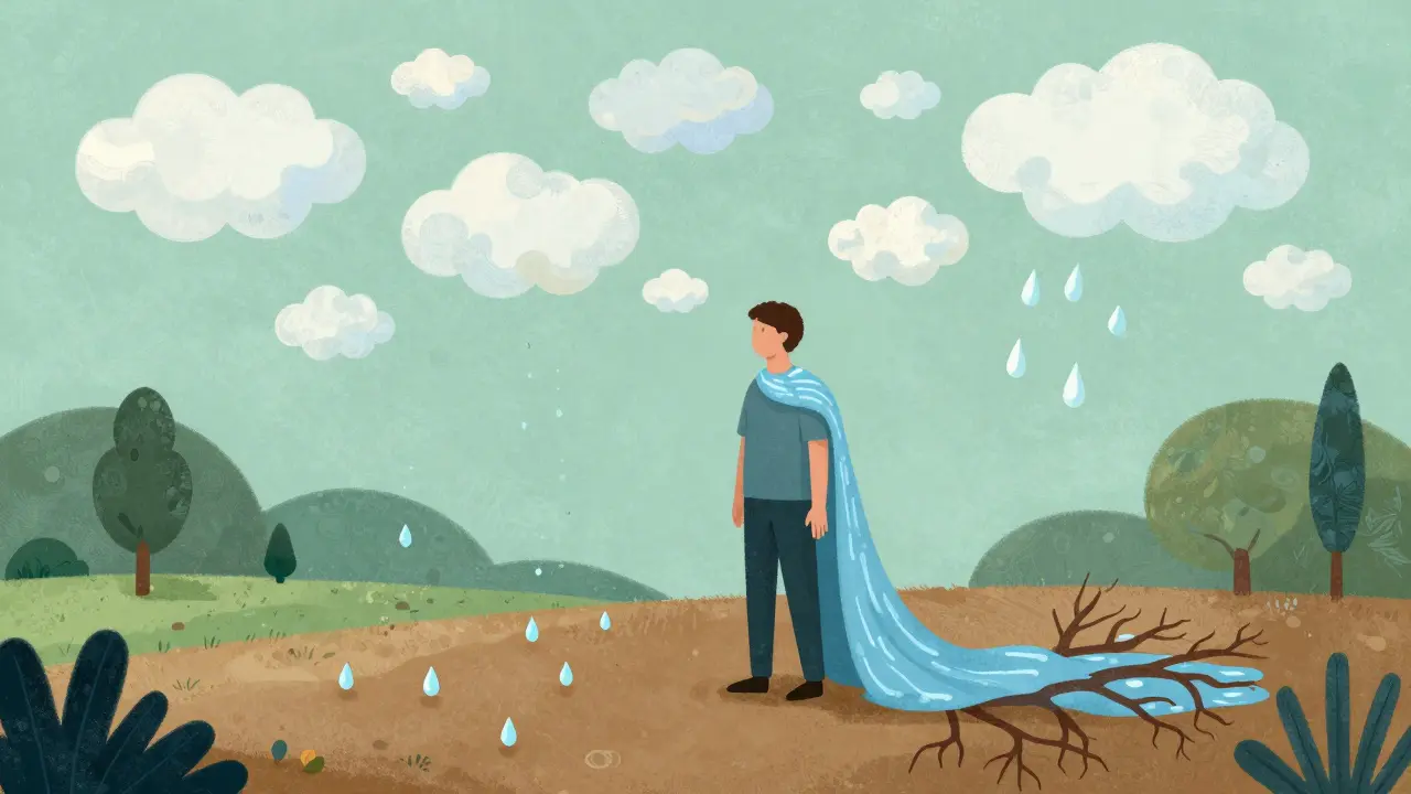 Abstraktní ilustrace přeměny emocí na tělesné prožívání a uzdravení