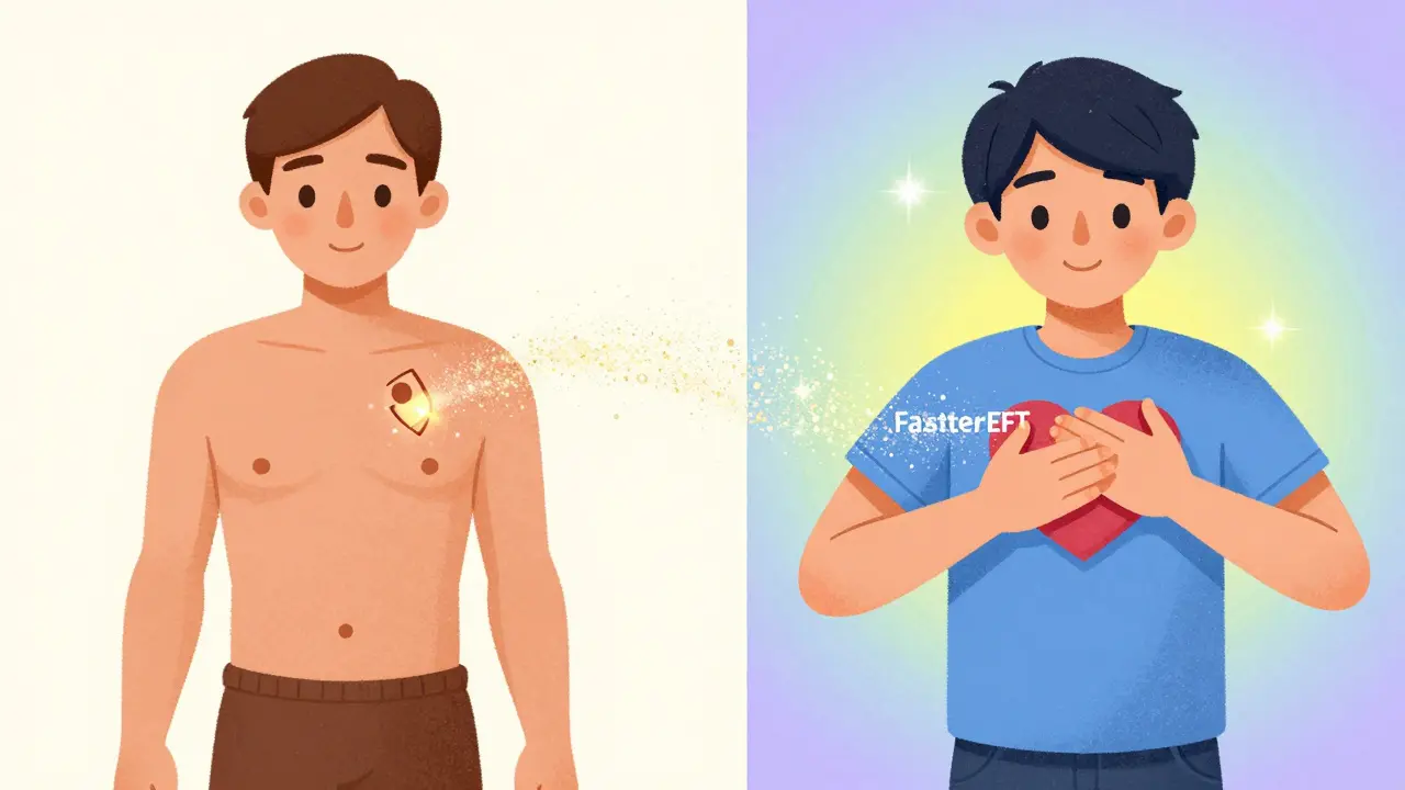 Ilustrace srovnávající klasické klepání a techniku swiping přes srdce
