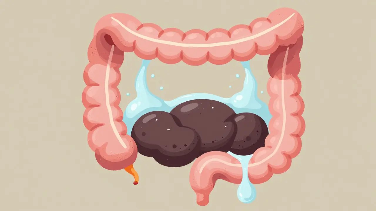 Ilustrace střevního obtékání stolice pro děti