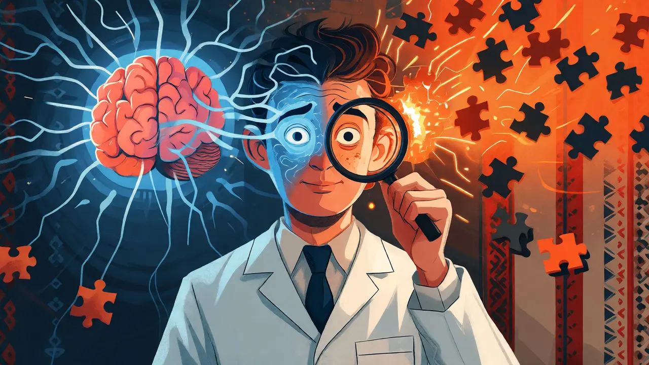 Ilustrace propojení mozkových struktur autismu a ADHD zkoumaných lékařem