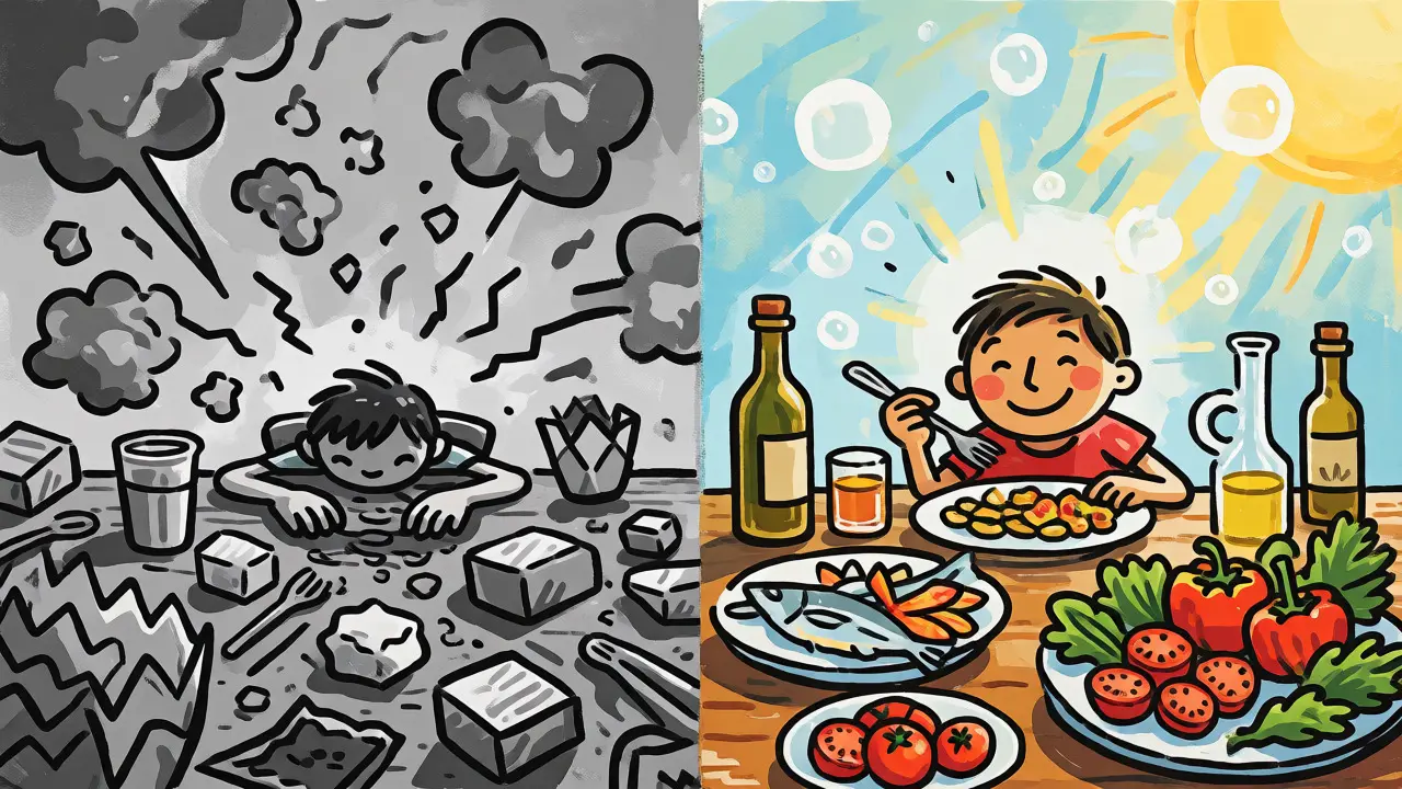Porovnání vlivu nezdravé západní stravy a zdravé mediteránní diety na náladu